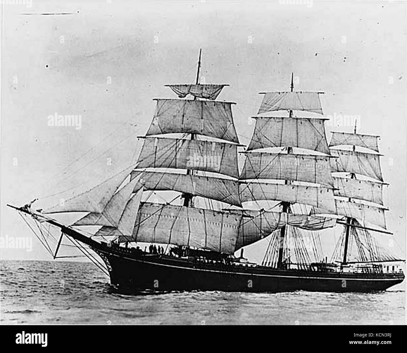 A.J. Fuller (ship, 1881), a full rigged sailing ship at sea Stock Photo