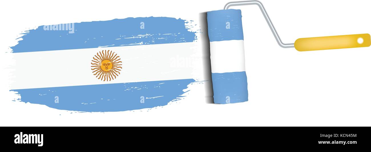 Brush Stroke With Argentina National Flag Isolated On A White Background. Vector Illustration. Stock Vector