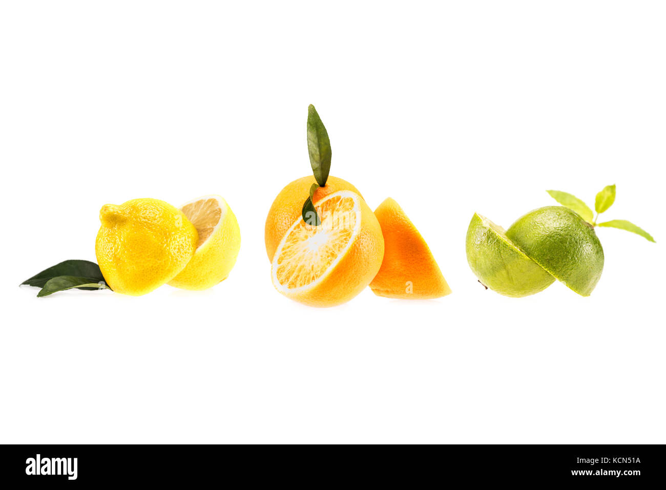 Orange lemon lime halves Cut Out Stock Images & Pictures - Alamy