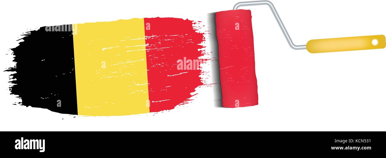 Brush Stroke With Belgium National Flag Isolated On A White Background ...