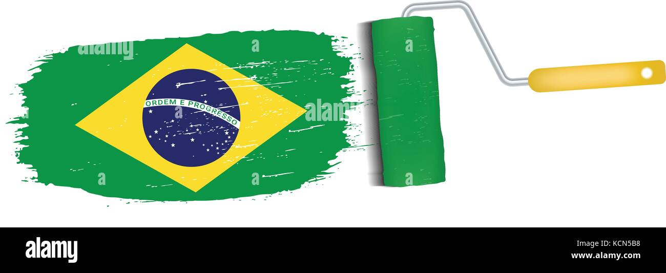 Brush Stroke With Brazil National Flag Isolated On A White Background ...