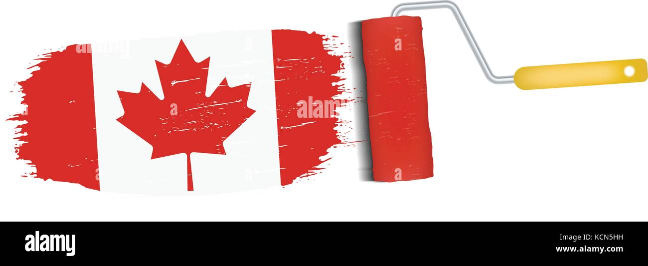 Brush Stroke With Canada National Flag Isolated On A White Background ...