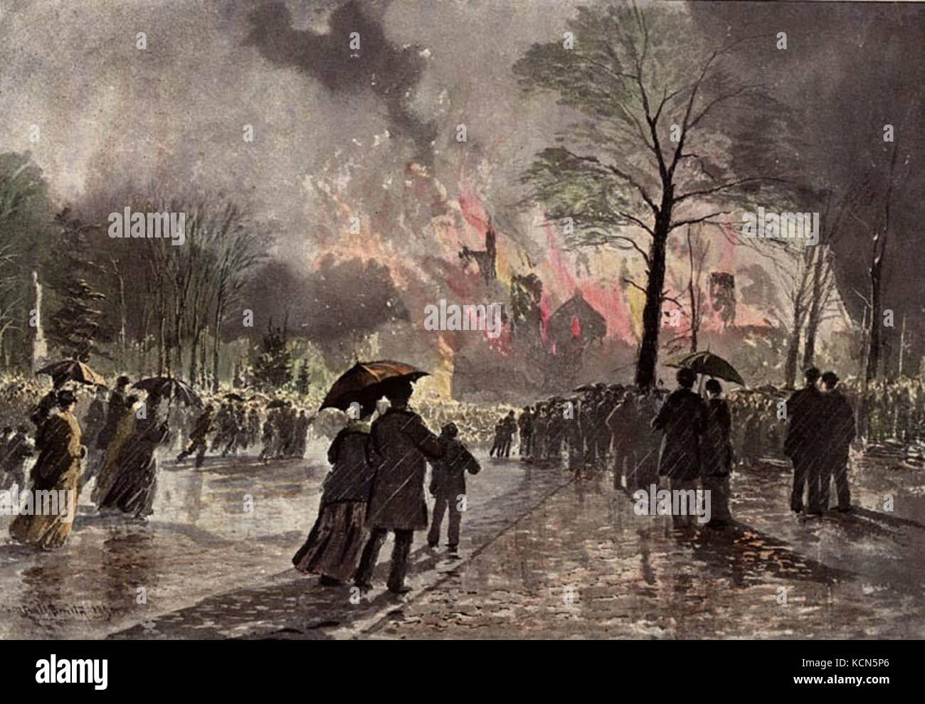 Dominion Illustrated University Fire Stock Photo