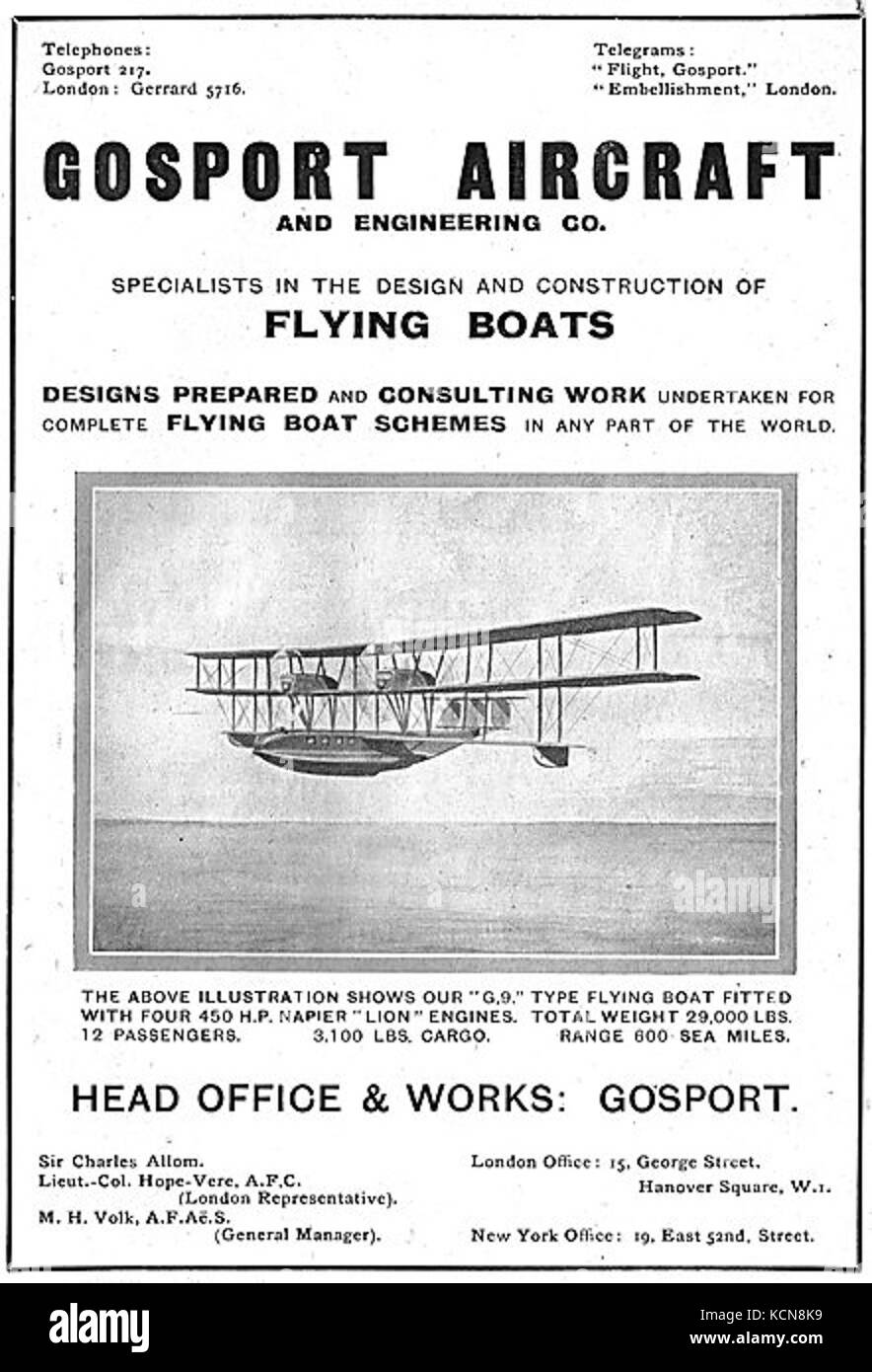 Gosport Aircraft Company advertisement 1920 Stock Photo Alamy