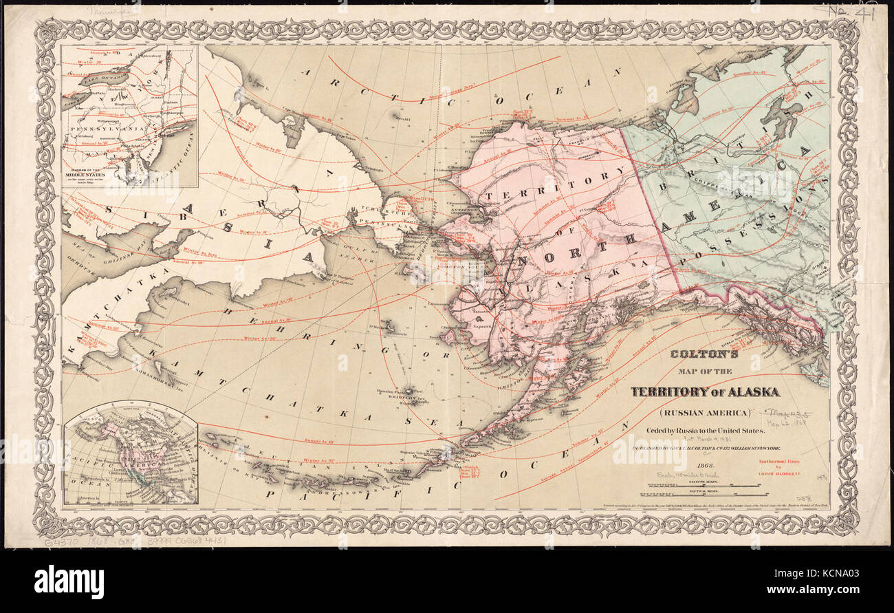 Colton's map of the territory of Alaska   (Russian America) ceded by Russia to the United States (13972186306) Stock Photo