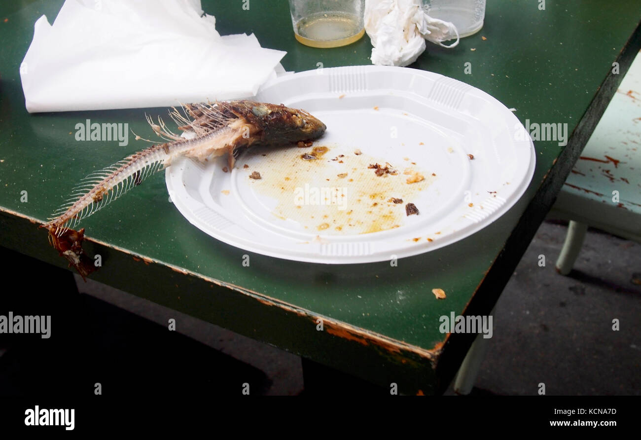 Spine sardine after eating Stock Photo Alamy