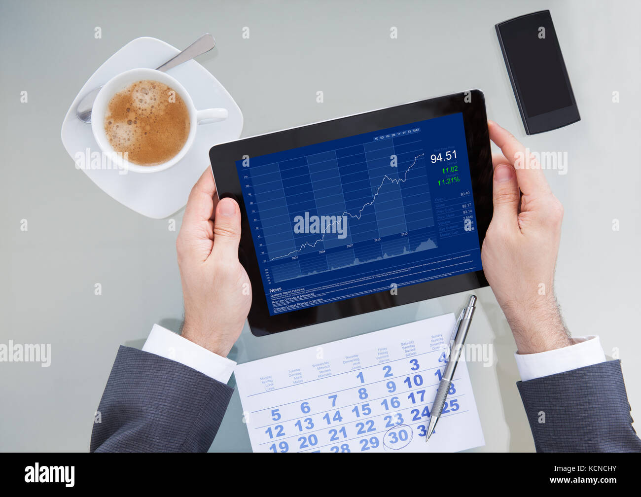 Close-up Of Businessperson Analyzing Graph On Digital Tablet In Office ...