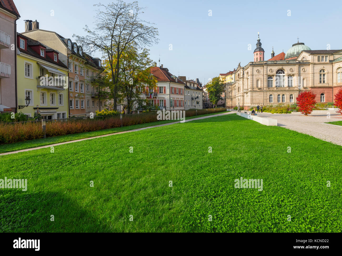 baths area of spa town Baden-Baden, view to the Friedrichsbad at the right, Roman Irish bath with thermal water, Baden-Wuerttemberg, Germany Stock Photo