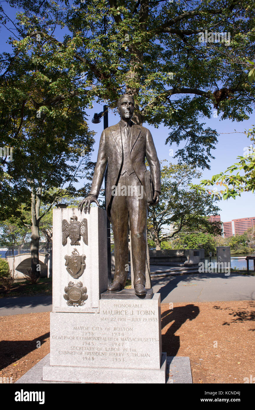 Statue of Maurice Tobin. Governor of Massachusetts, Mayor of the City of Boston. U.S. Secretary of Labor under Harry Truman Stock Photo