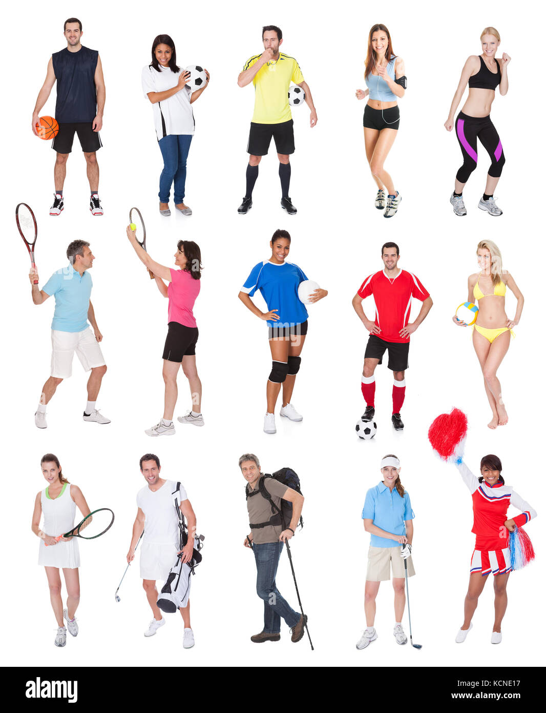 Various sports people. Isolated on white background Stock Photo