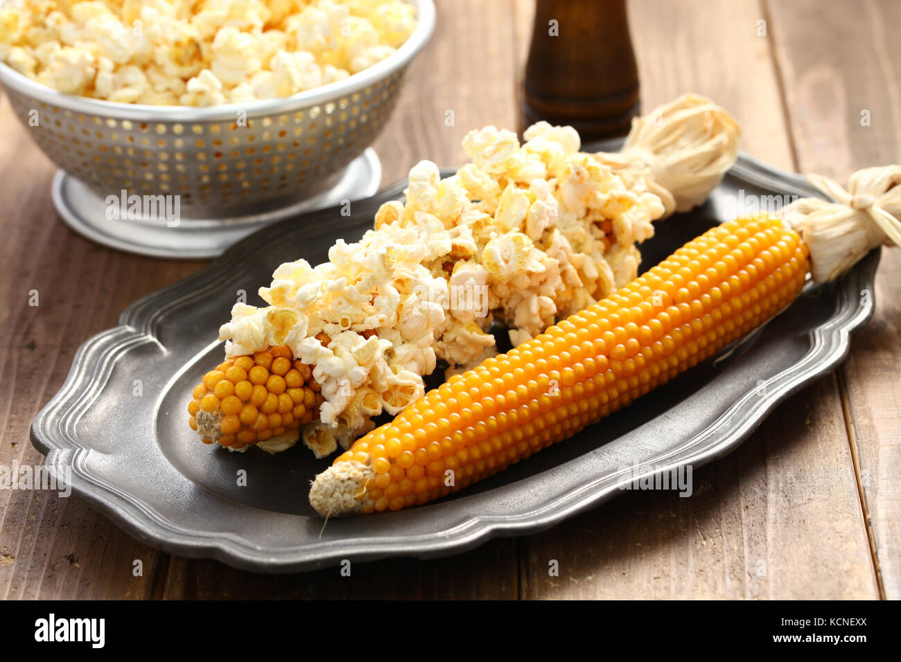 making popcorn from a cob by microwave Stock Photo - Alamy