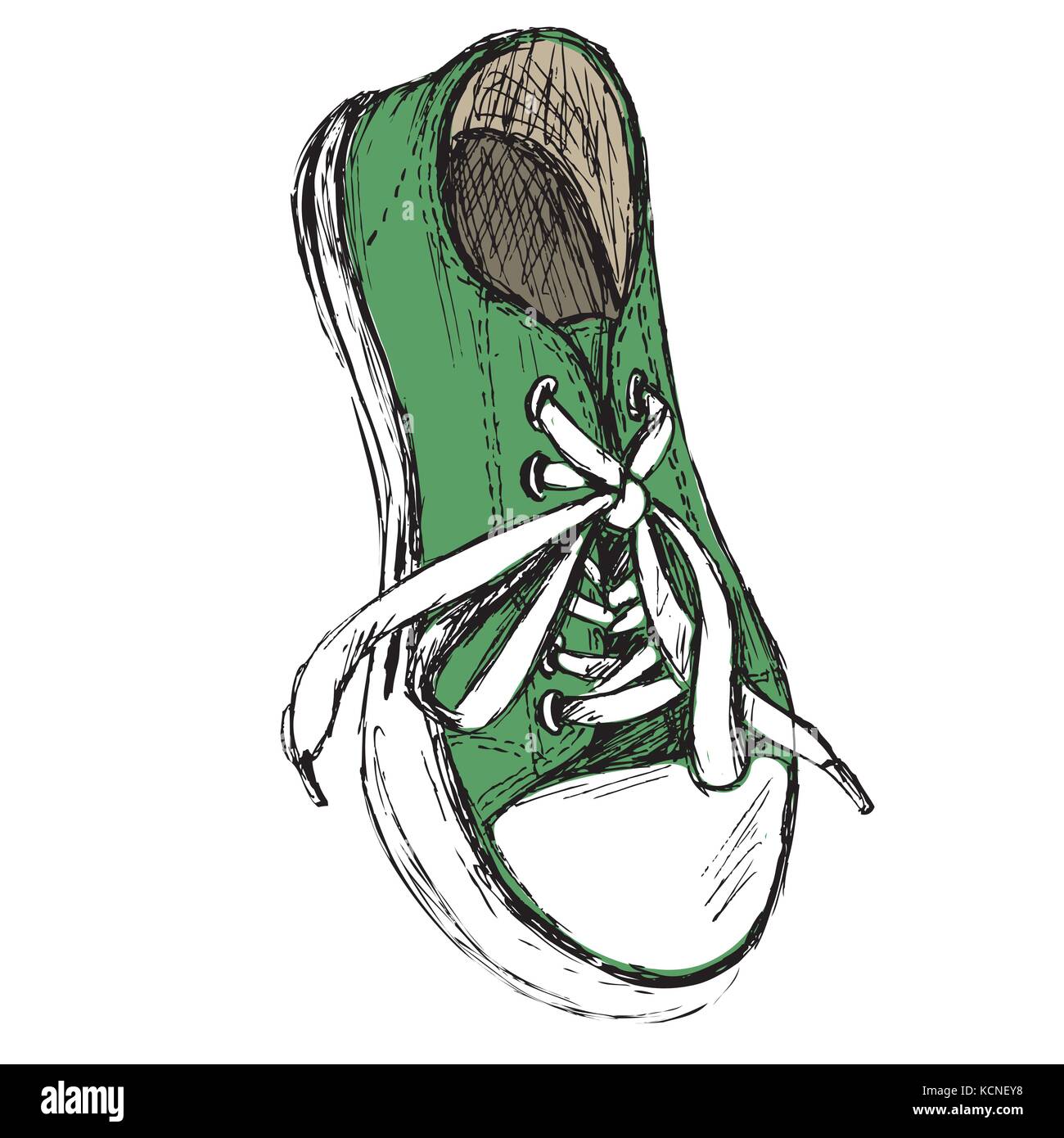 Sneakers isolated on white background, hand drawing, vector ...