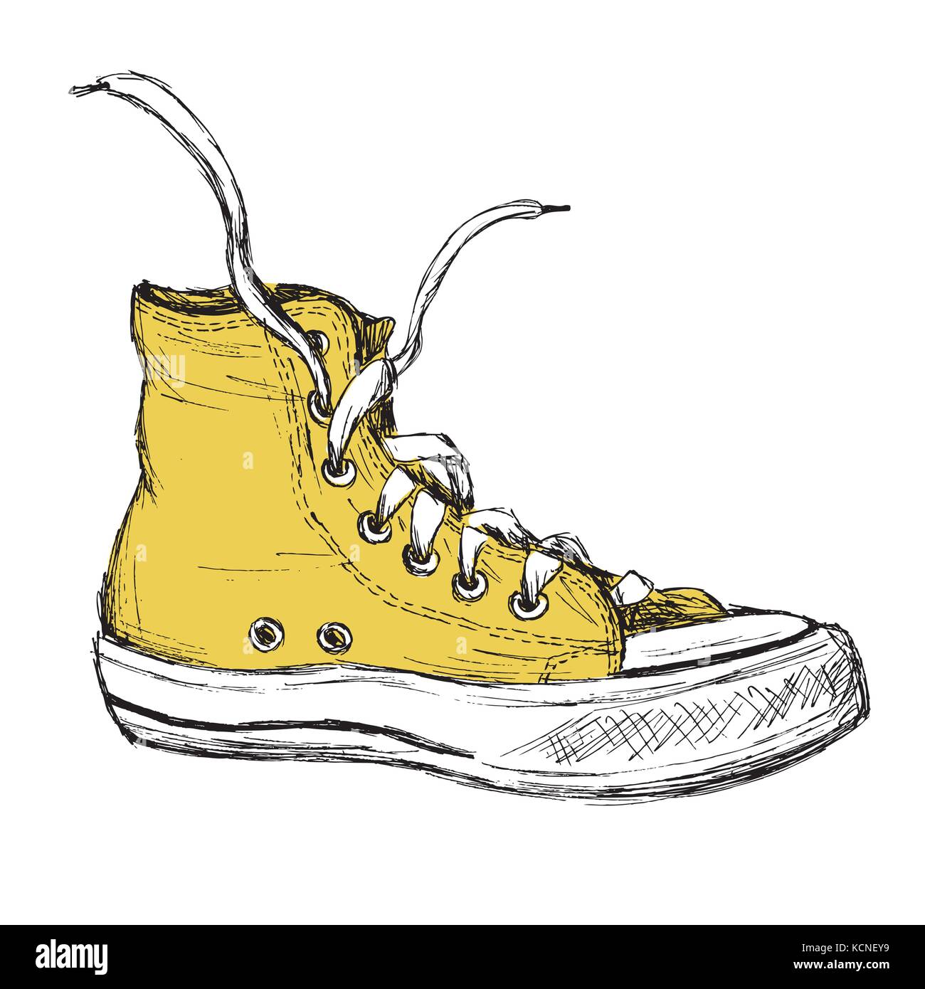 Sneakers isolated on white background, hand drawing, vector ...