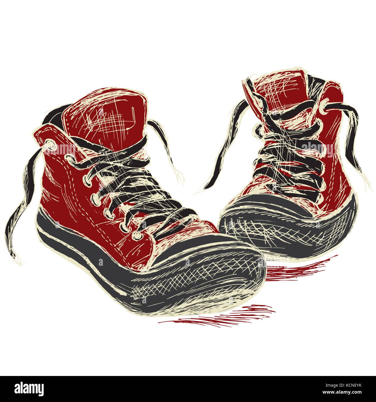 Sneakers isolated on white background, hand drawing, vector ...