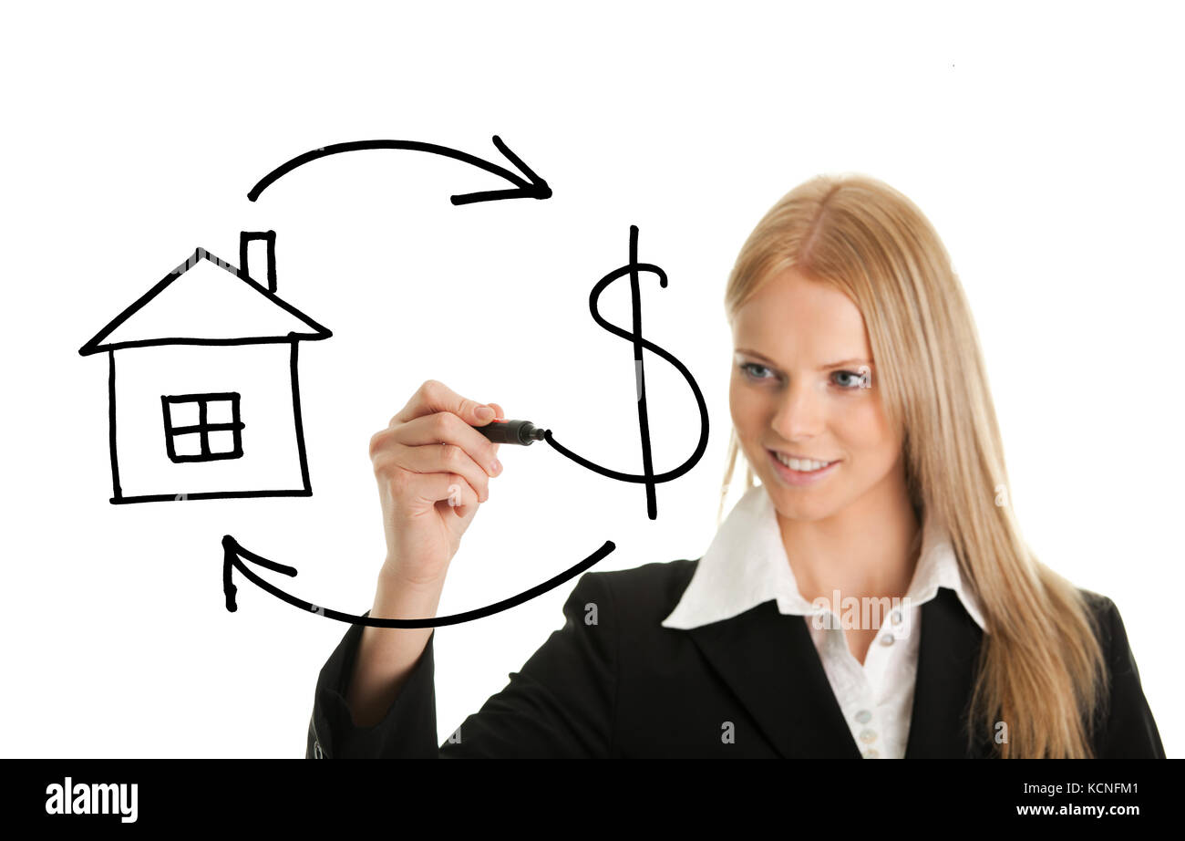 Real Estate and Cash concept on white screen Stock Photo
