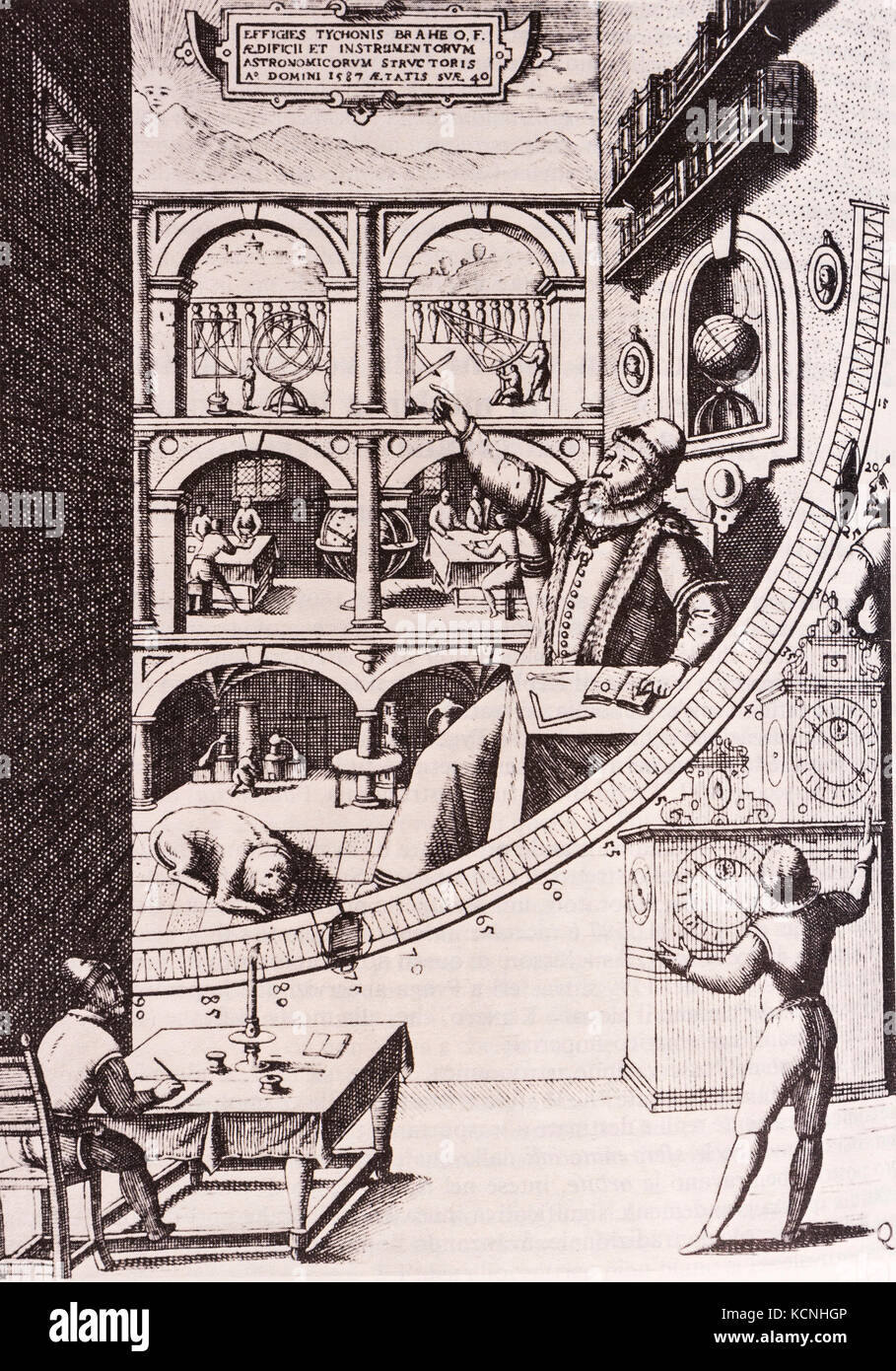 14th century print depicting Tycho Brahe, Ticon, Danish astronomer Stock Photo