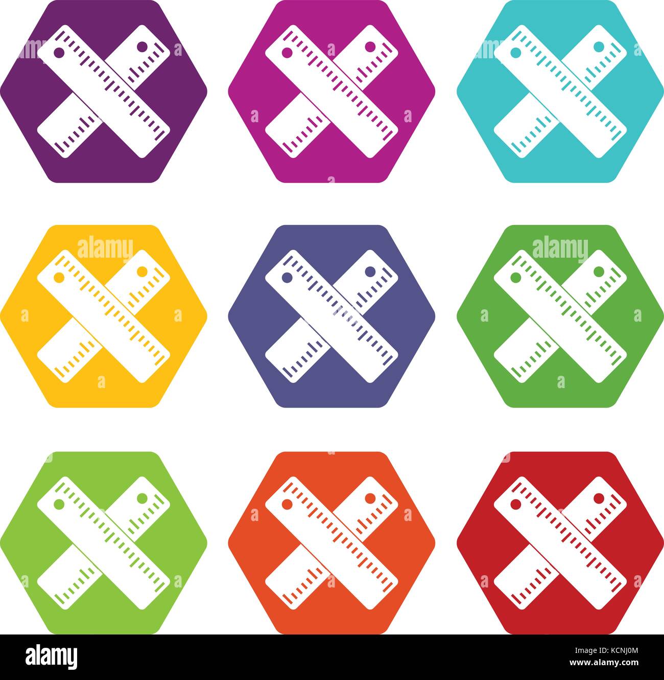 Two crossed rulers icon set color hexahedron Stock Vector Image & Art ...