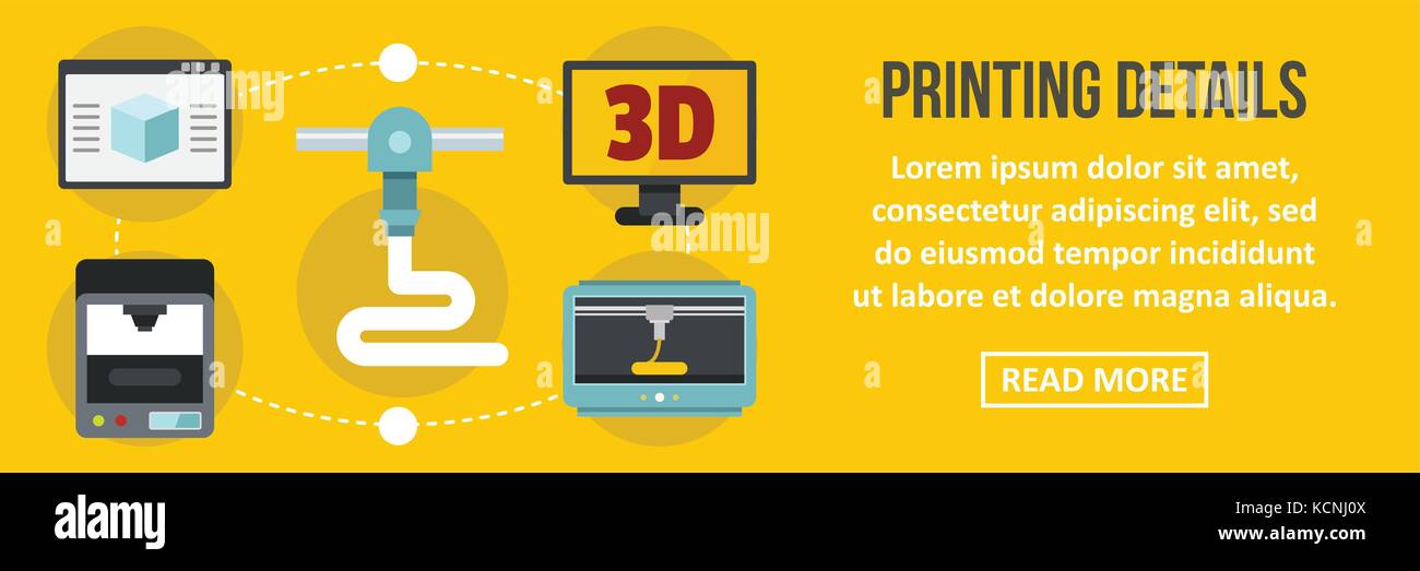 Printing 3d details banner horizontal concept Stock Vector Image & Art ...