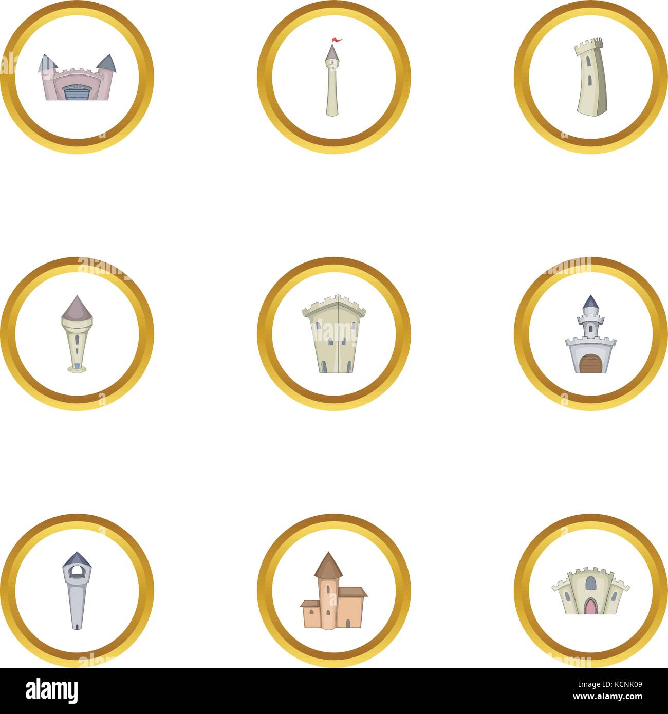 Castle tower icons set, cartoon style Stock Vector Image & Art - Alamy