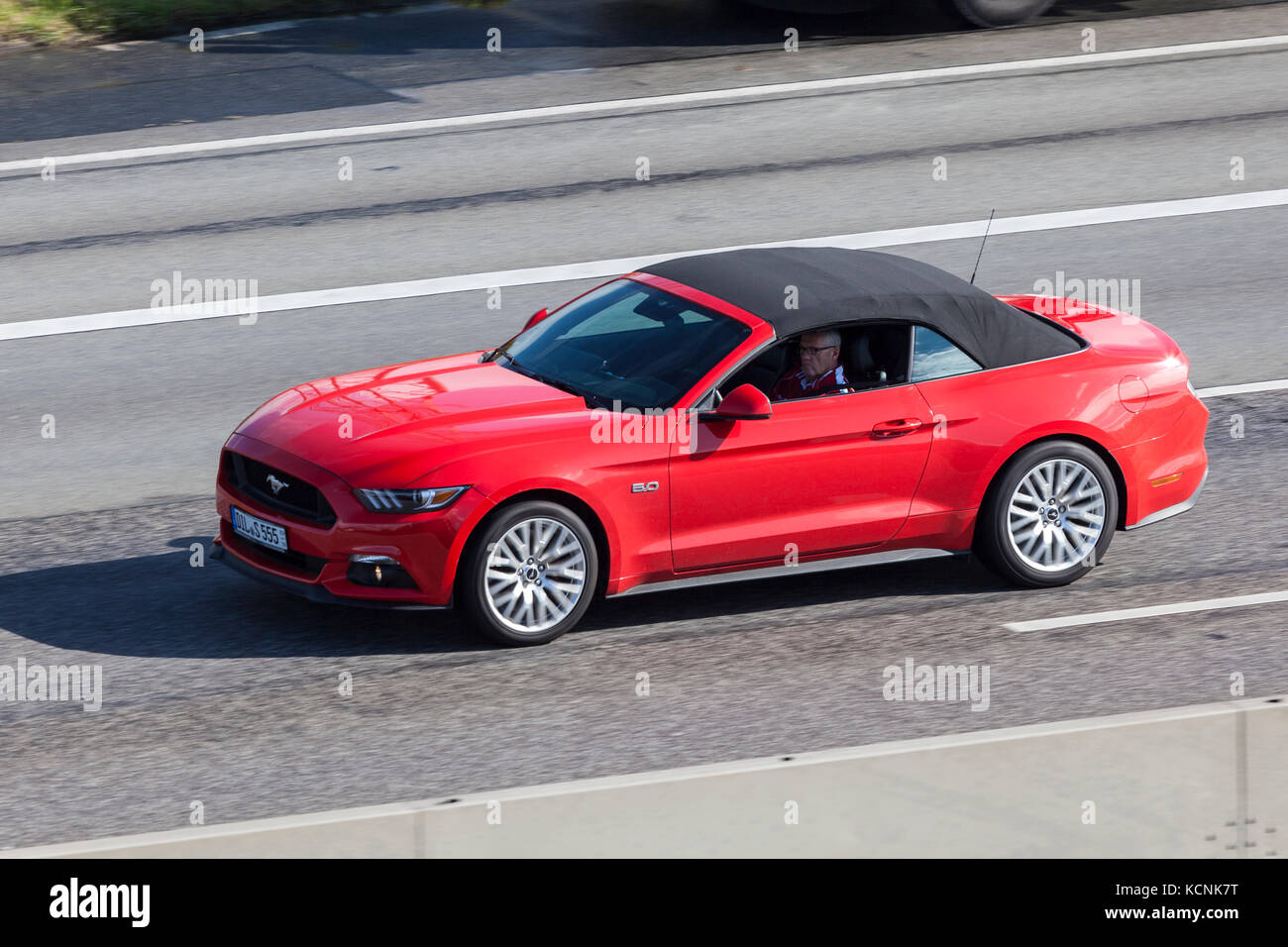 Frankfurt, Germany Sep 19, 2017 Red Ford Mustang 5.0 sportscar