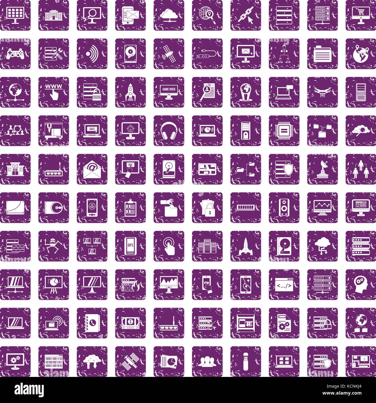 100 database and cloud icons set grunge purple Stock Vector Image & Art ...