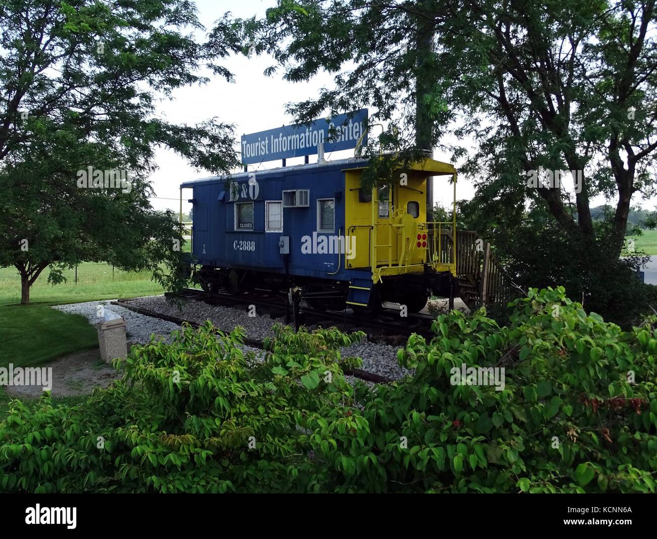 Lima, Ohio, United States-July 7, 2017:  A tourist information center located in a B&O railway carriage Stock Photo