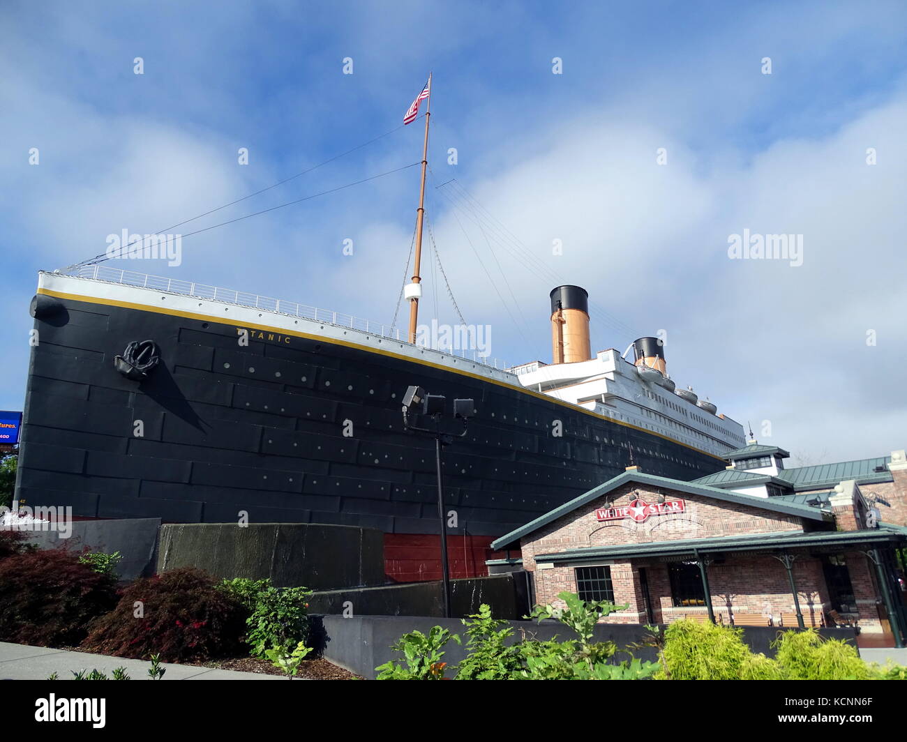 Pigeon Forge, Tennessee, United States-July 9, 2017:  An outdoor view of the Titanic Museum attraction housing many artifacts from the original ship Stock Photo