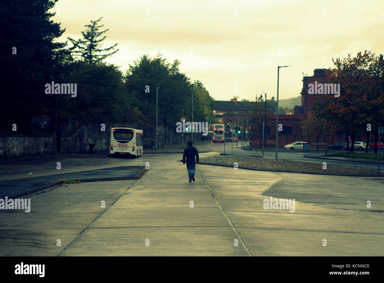 individual male cityscape street scene Clydebank, United Kingdom Stock Photo