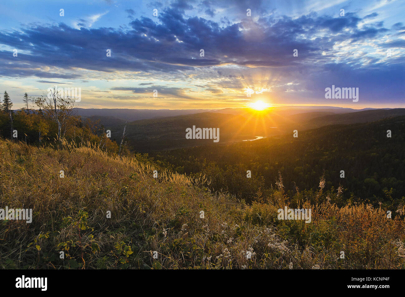 Sunset,  South-East Hill, Gros Morne National Park, Newfoundland & Labrador Stock Photo