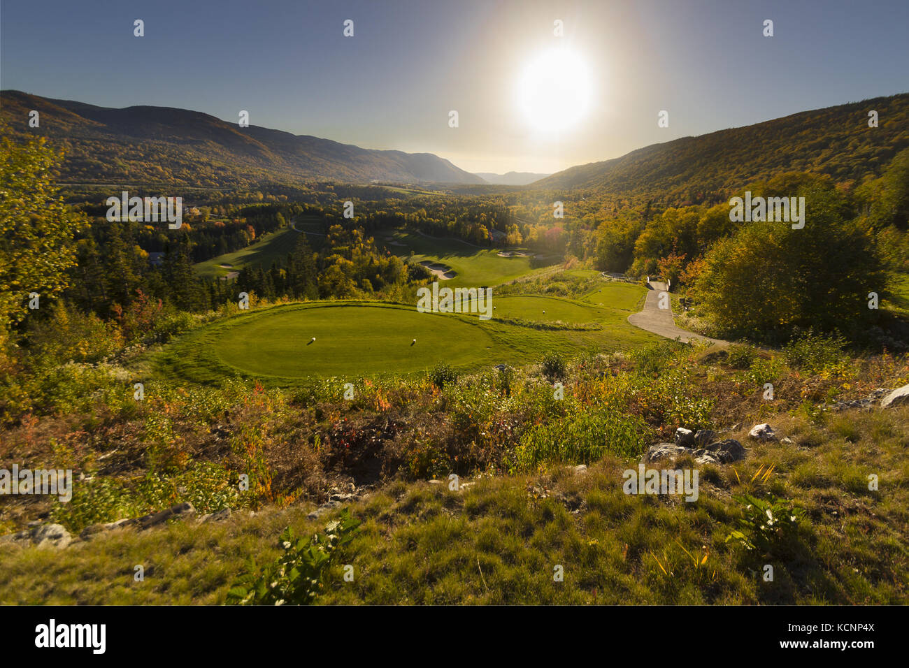 Scenic view of Humber Valley Resort golf course in the fall Western Newfoundland, Canada Stock Photo