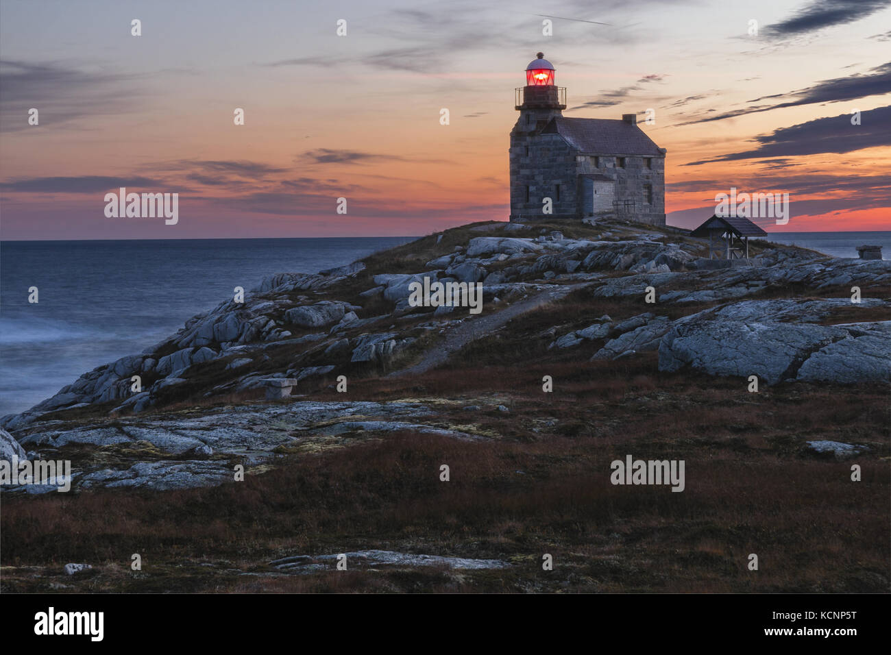 Sunset on the south west coast, Rose Blanch Lighthouse Historic Site, Newfoundland & Labrador Stock Photo
