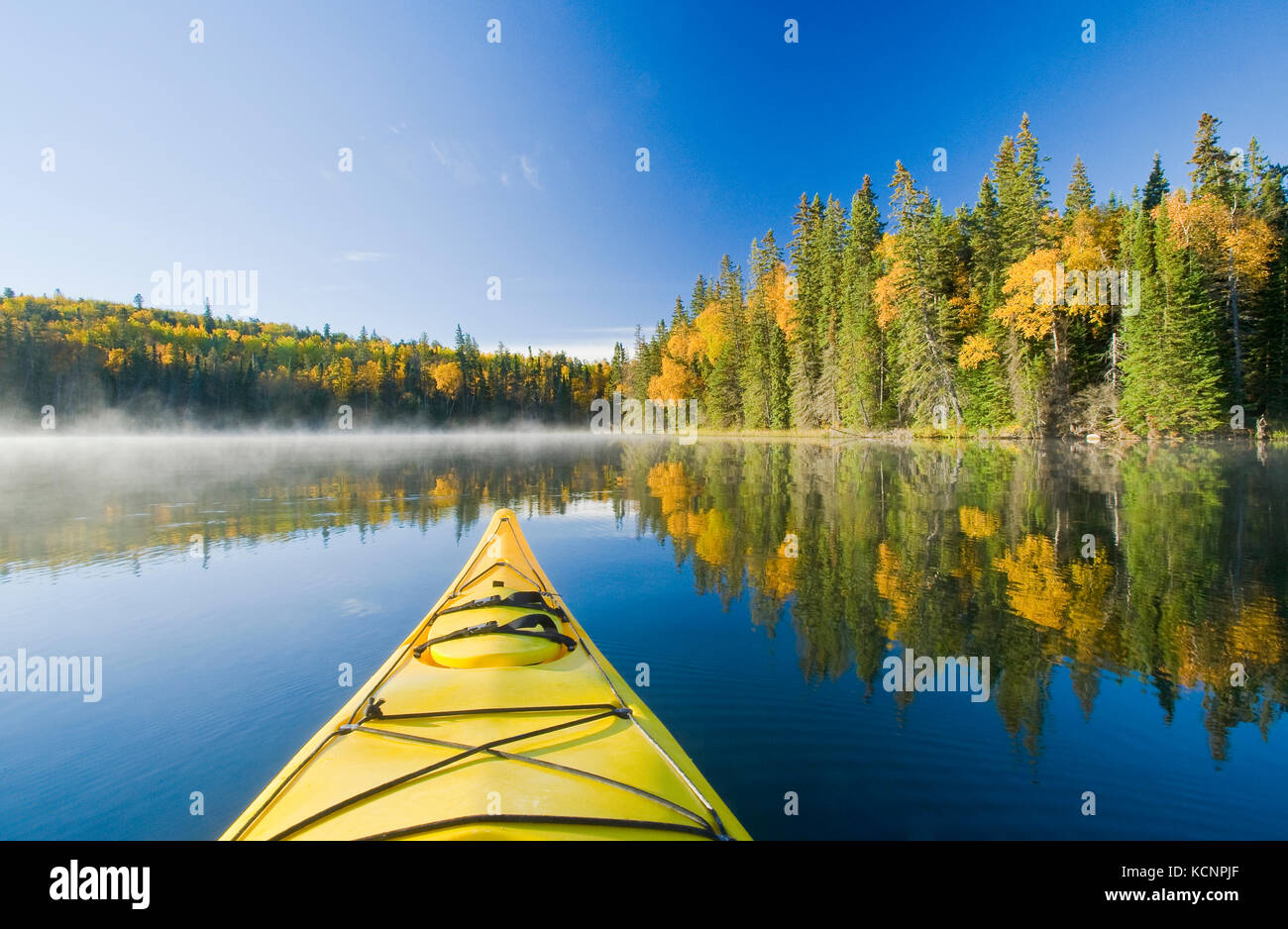 kayaking, Glad Lake , Duck Mountain Provincial Park, Manitoba, Canada Stock Photo