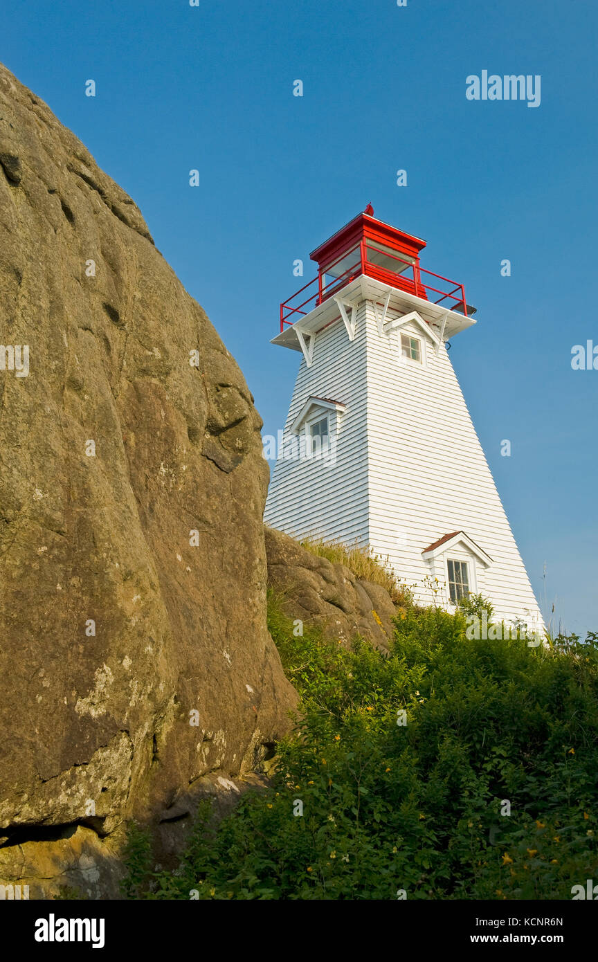 Boar’s Head Lighthouse, Long Island, Bay of Fundy, Nova Scotia Stock