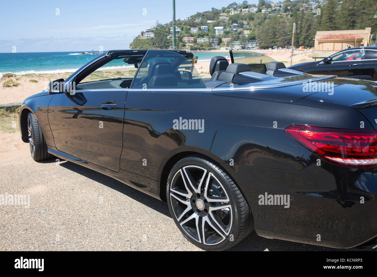 Black cabriolet Mercedes Benz e class 250 cabriolet with night package,  2013-2017 model parked in Australia Stock Photo - Alamy