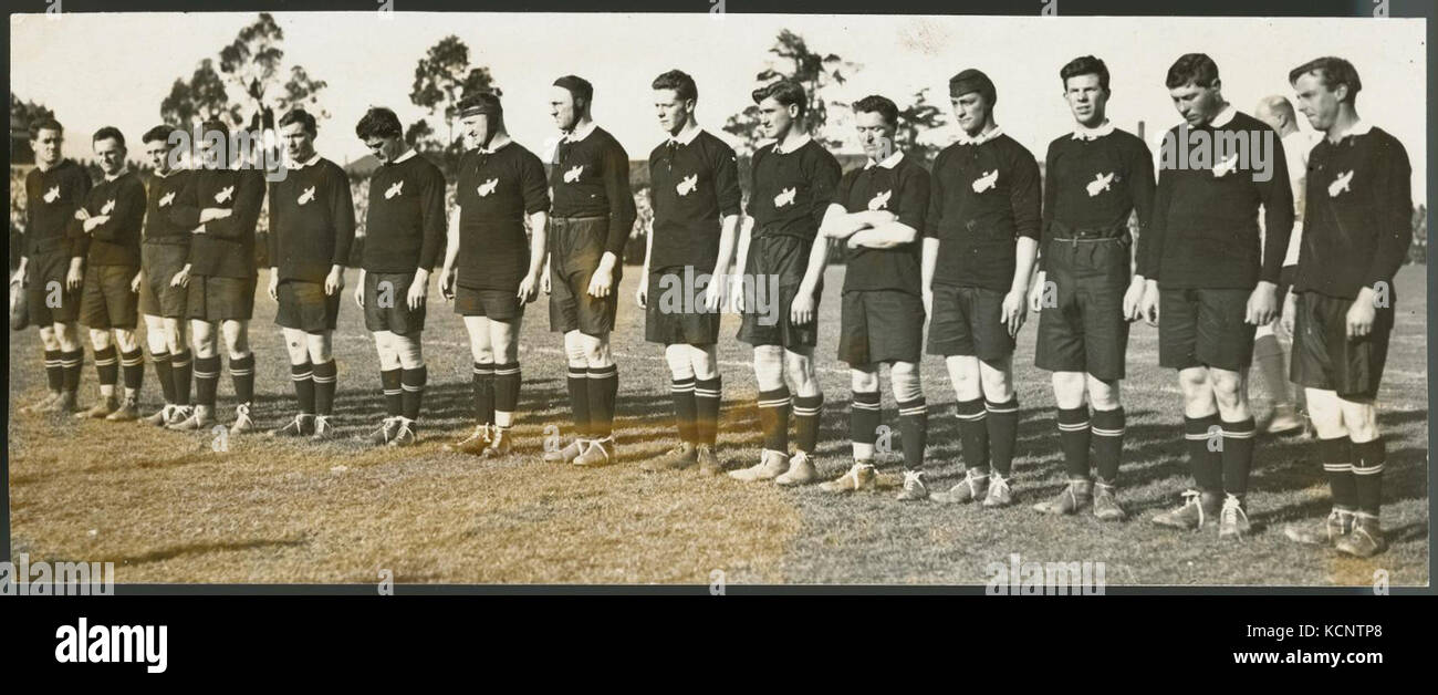 A historical photograph of the New Zealand rugby team, the All Blacks ...