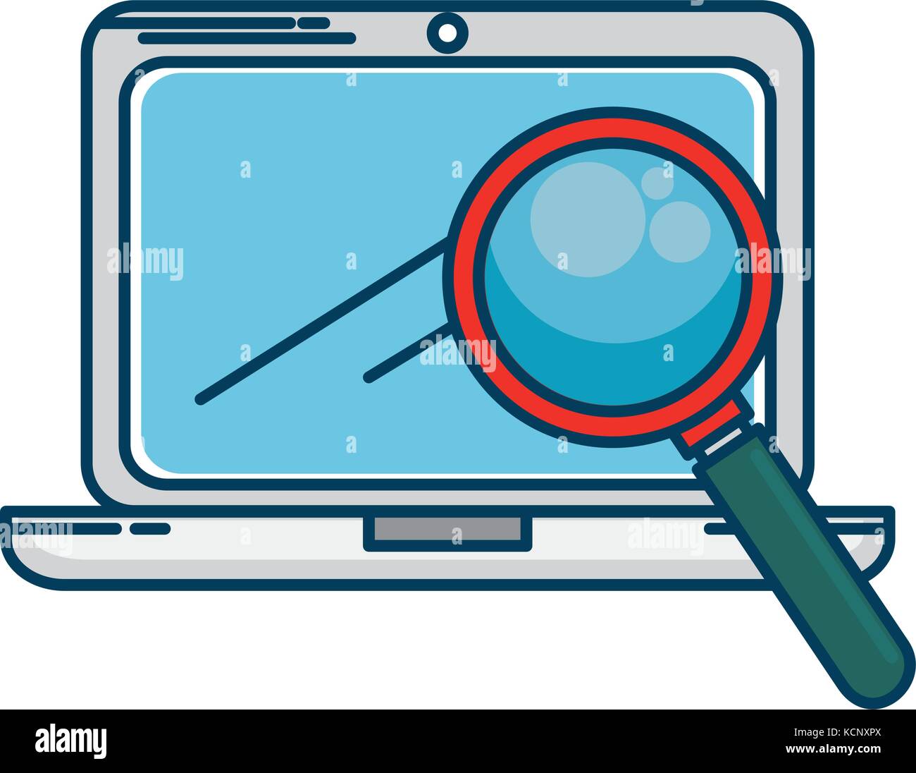 laptop computer with magnifying glass vector illustration design Stock ...