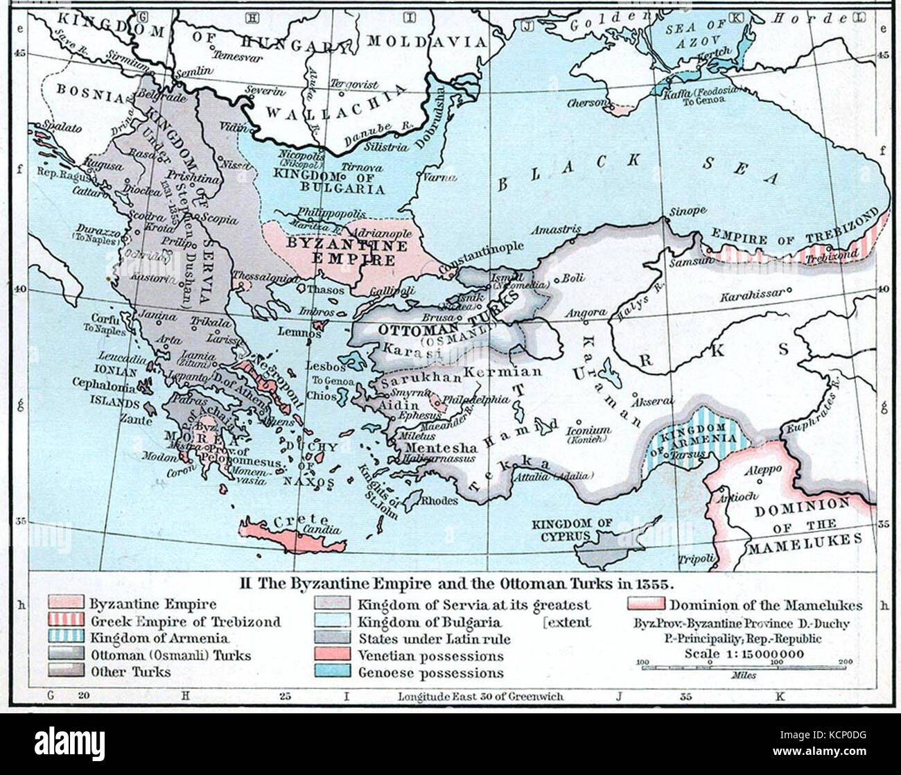 Byzantine empire 1355 Stock Photo