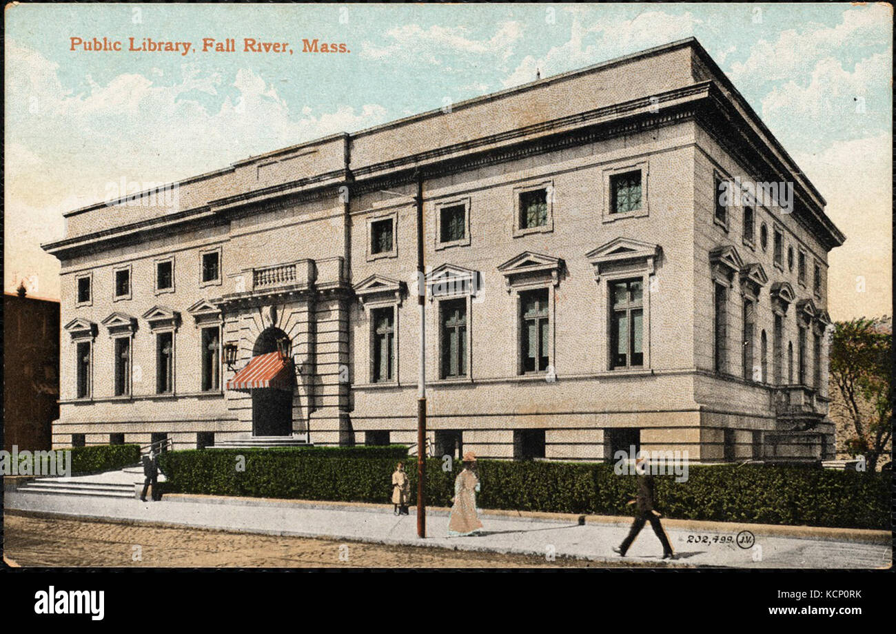 Fall River Massachusetts Public Library Circa 1900 postcard Stock Photo