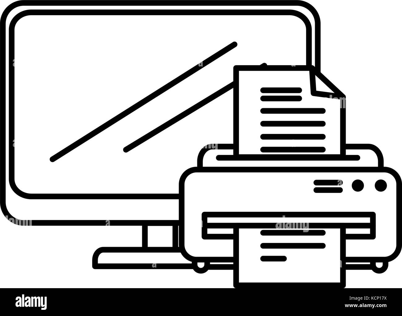 laptop computer with printer vector illustration design Stock Vector ...