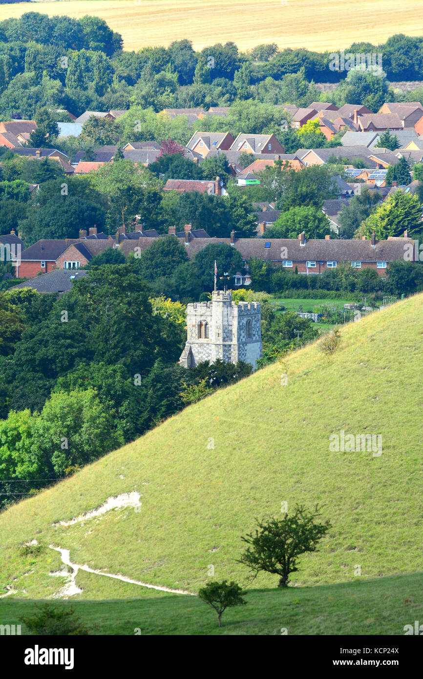 Barton Hills National Nature Reserve with the village of BartonLeClay
