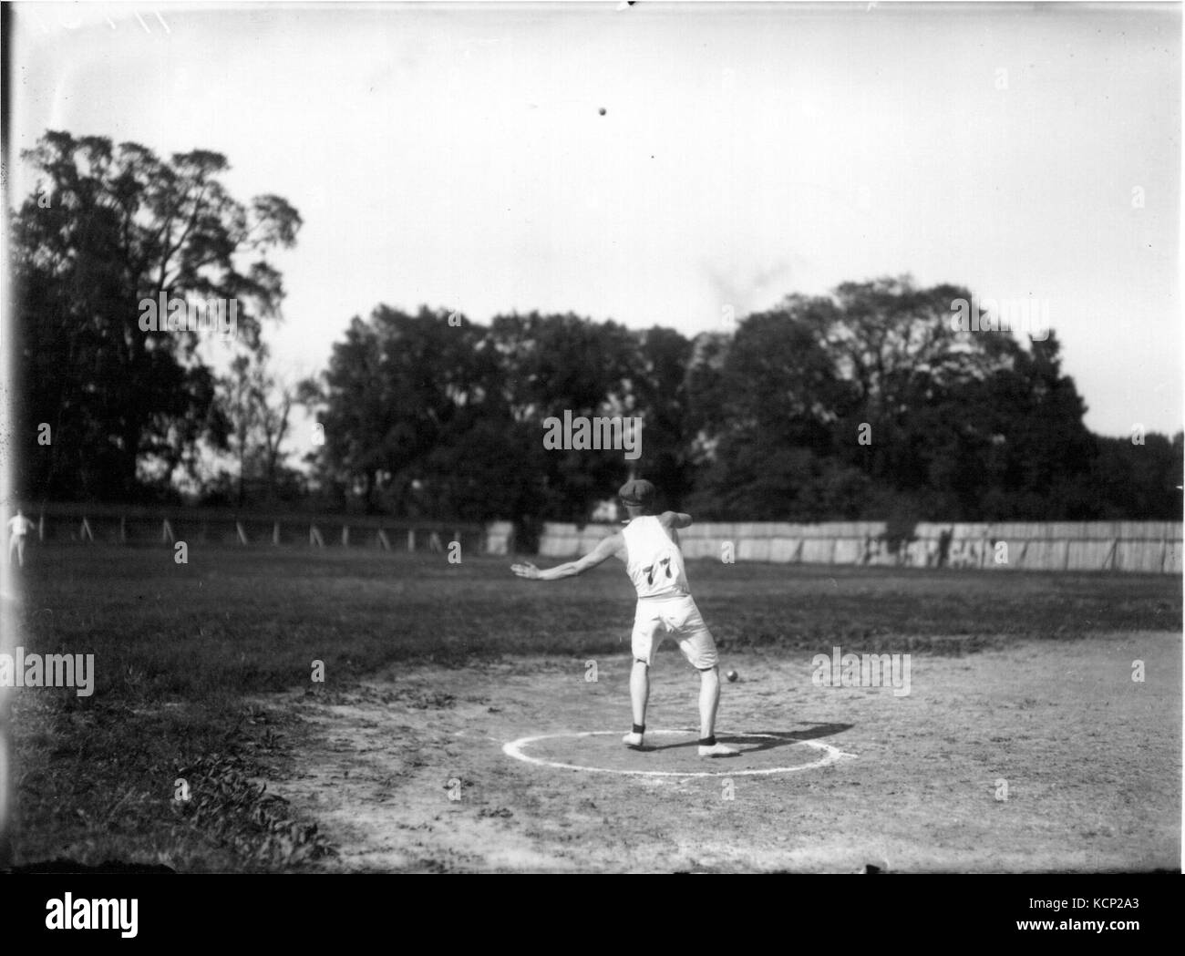 Discus throwing event at high school track meet 1912 (3190787951 Stock