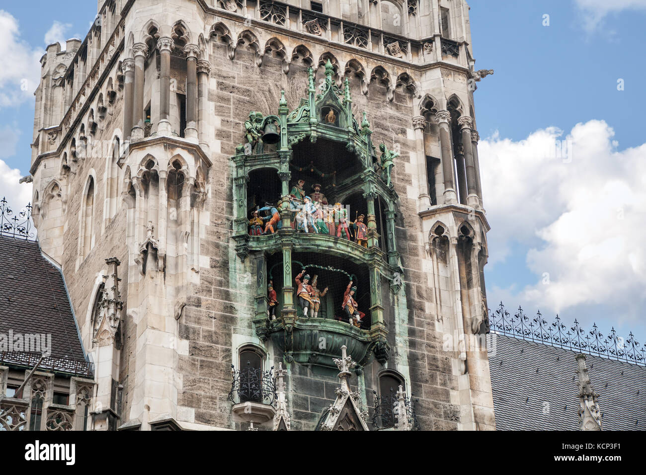 Rathaus-Glockenspiel of New Town Hall is a tourist attraction in Munich Stock Photo
