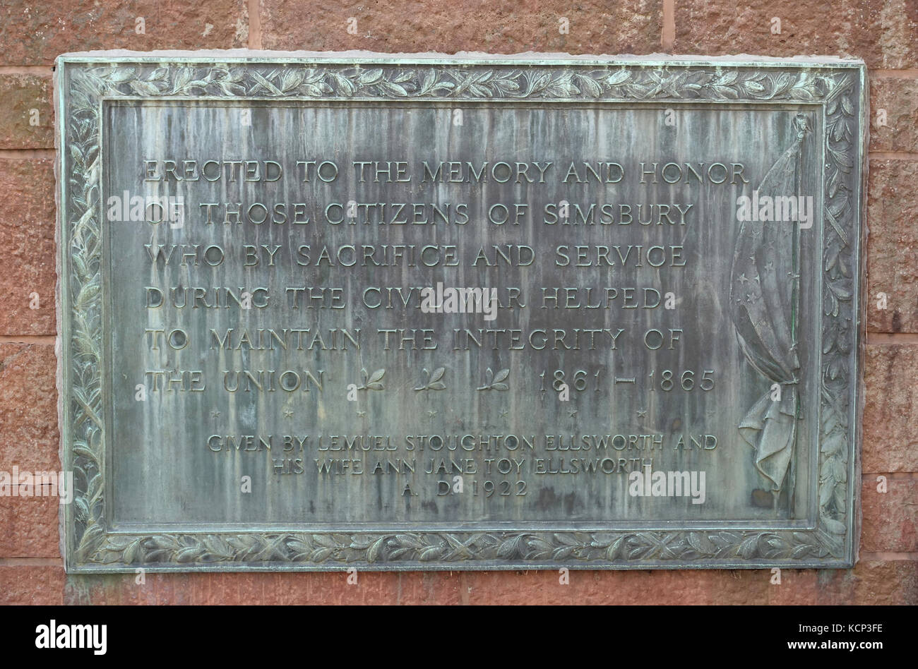 Gateway plaque, left Simsbury Cemetery Simsbury, CT DSC00634 Stock