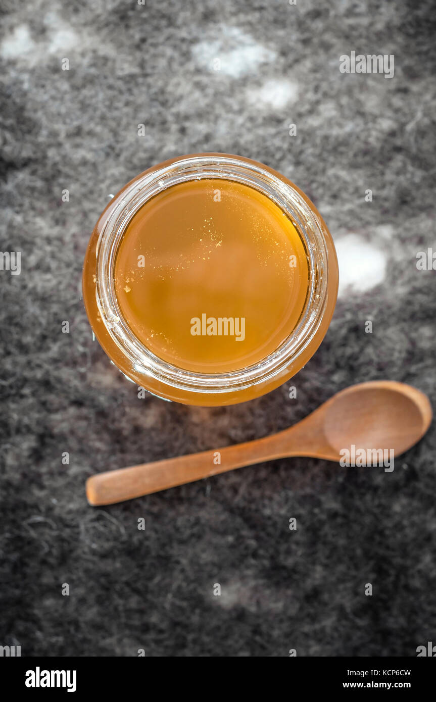 Organic Honey in a jar on table, top view Stock Photo Alamy