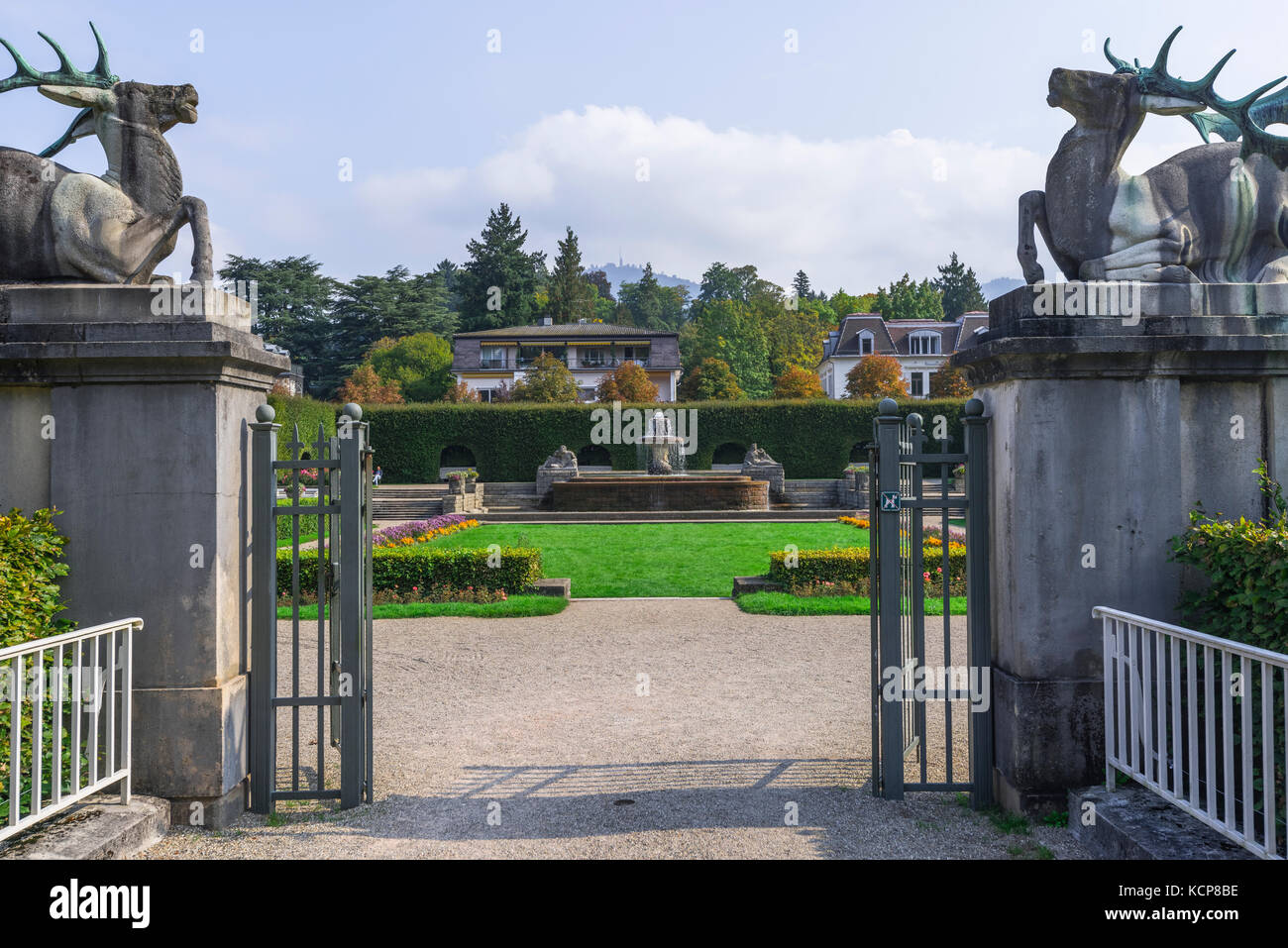 main entrance to the park Goenneranlagen, spa garden on the Lichtentaler Allee in Baden-Baden, Black Forest, Germany Stock Photo