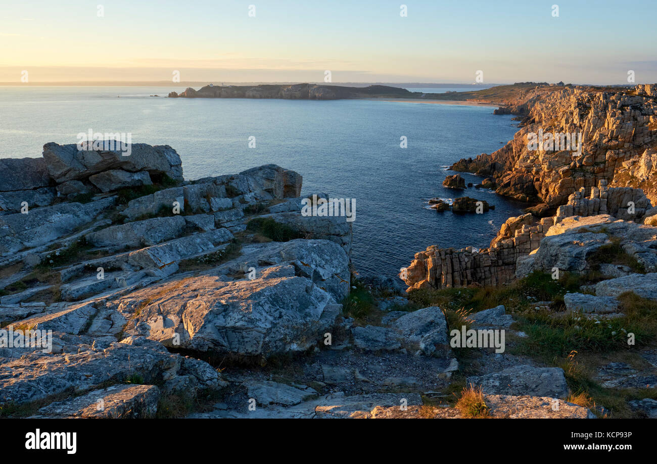 The rugged coastline of Pen Hir Finistere Brittany France Stock Photo