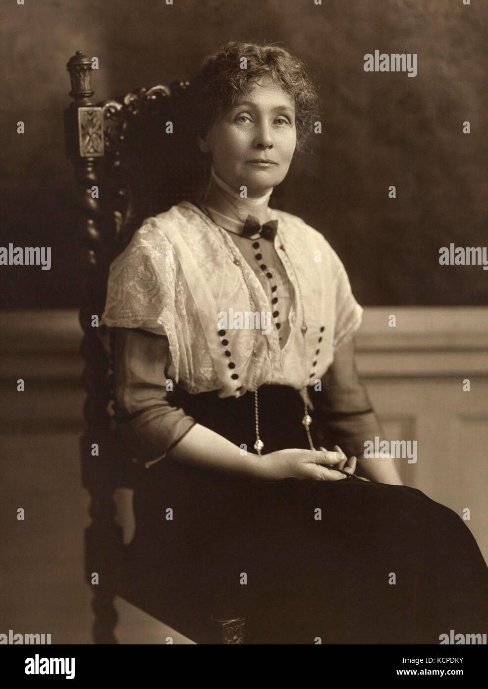 Emmeline Pankhurst, seated (1913) Stock Photo