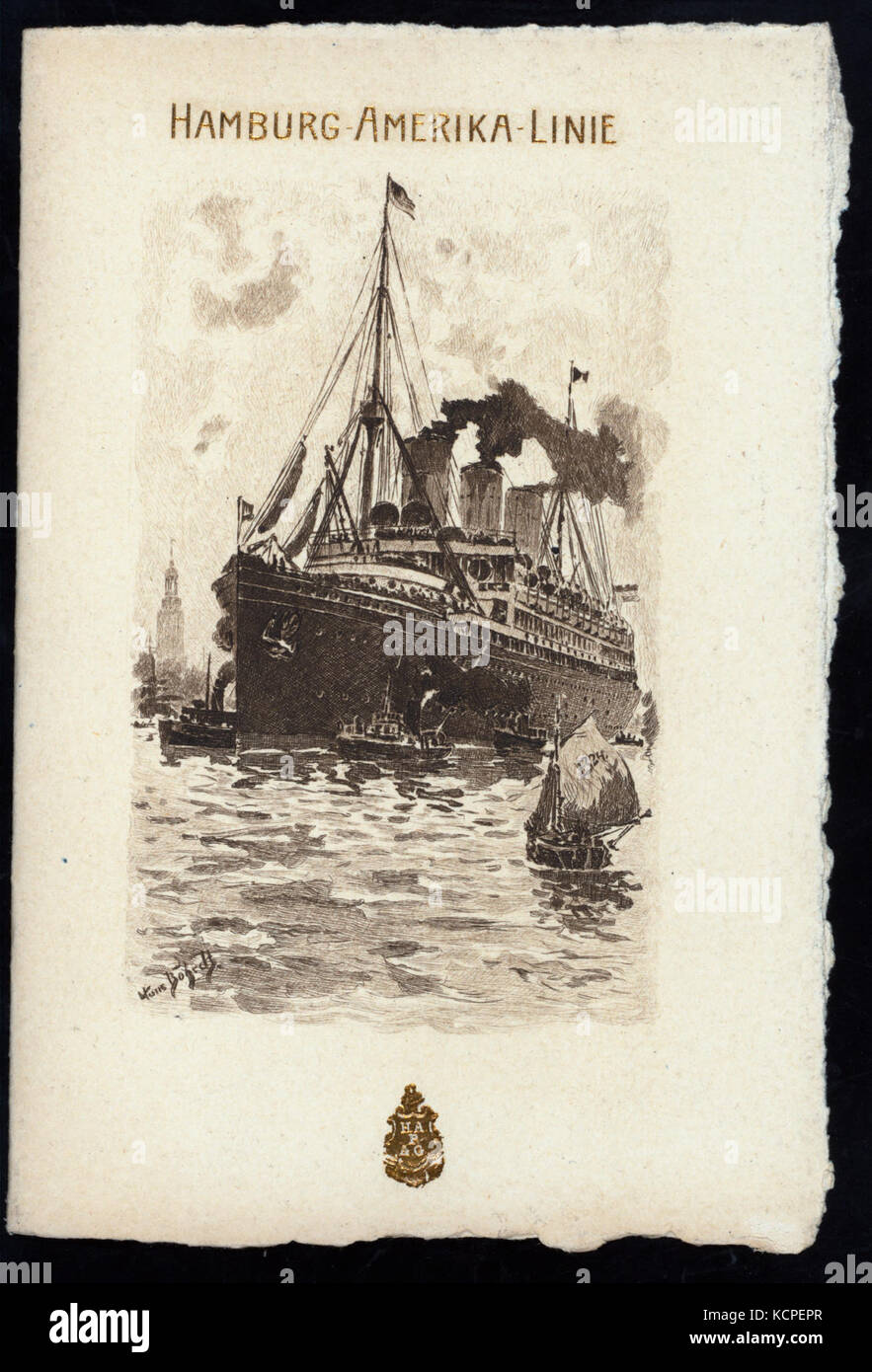 DINNER (held by) HAMBURG AMERIKA LINIE (at) EN ROUTE ABOARD EXPRESS STEAMER FURST BISMARCK (SS;) (NYPL Hades 277024 469419) Stock Photo