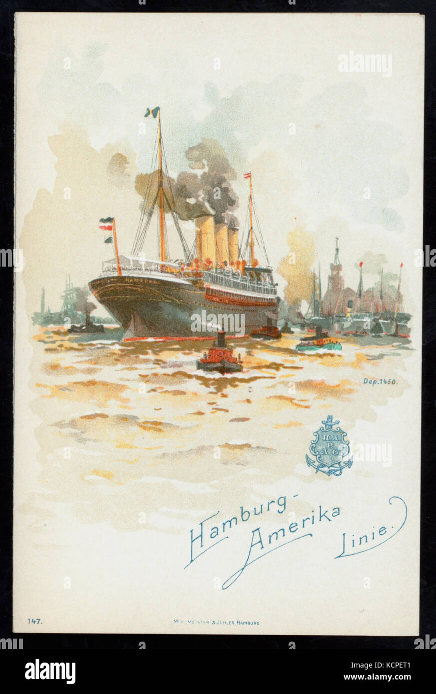 DINNER (held by) HAMBURG AMERIKA LINIE (at) EN ROUTE ABOARD EXPRESS STEAMER FURST BISMARCK (SS;) (NYPL Hades 277052 469447) Stock Photo
