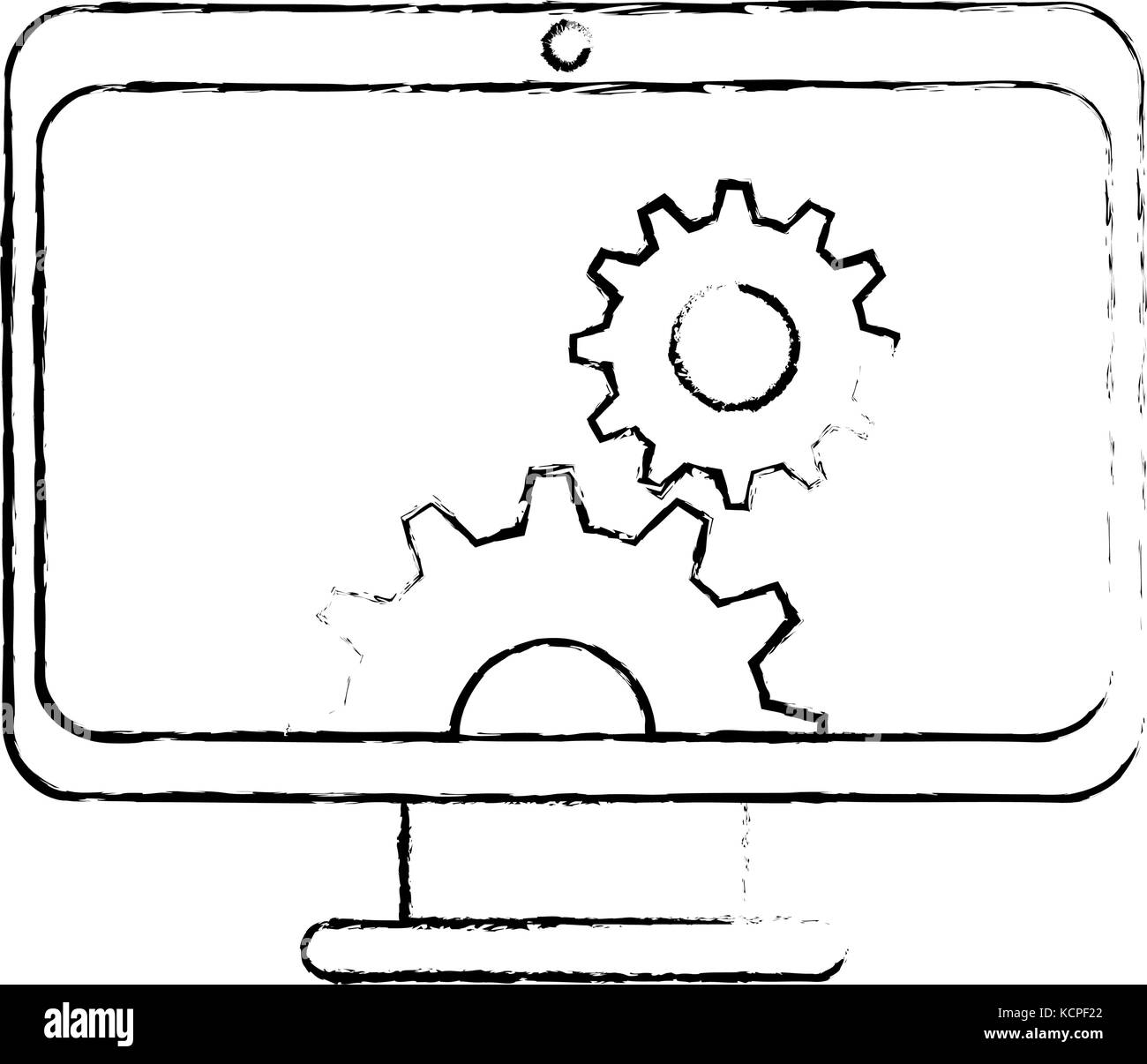 computer display with gears vector illustration design Stock Vector ...